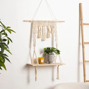 Рафт за стена atmosphera, Макраме и MDF, 60x20x80 см