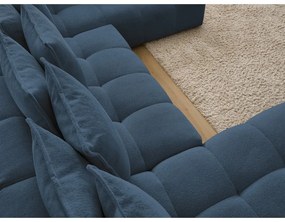 Тъмносин шенилов сгъваем/с място за съхранение ъглов диван (десен ъгъл/U форма) Everest – Bobochic Paris