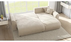 Бежов кадифен ъглов диван (променлив) Lorine – Ropez