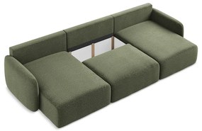 Зелен разтегателен ъглов диван с място за съхранение Kalena – Makamii