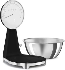 Кухненска везна Smeg KSF01BLWW, Аналогов и дигитален дисплей, До 5 кг/5 л, ТАРА, LED дисплей, Противоплъзгаща се основа, Автономия до 36 часа, Черен