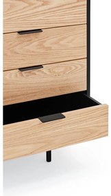 Черен/естествен нисък скрин от декор от дъб 159x80 cm Sierra – Teulat