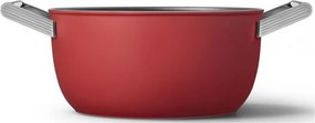 Тенджера SMEG CKFC2411RDM, 4.8 л, Ø24 см, Тефлоново покритие, До 250°C, Индукция, Червен