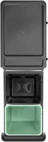 Кош за разделно събиране на боклук Brabantia Sort&Go 1008862, 2x15 л, Вътрешен монтаж с телескопична рамка, Сив/зелен