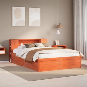 3323421 vidaXL Рамка за легло без матрак, восъчнокафяв, 120x200 см, бор масив