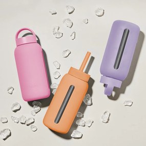 Силиконова сламка с четка за почистване и капак Tropical Papaya – Muuki