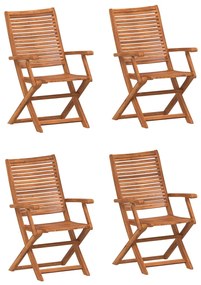 3214474 vidaXL Сгъваеми градински столове, 4 бр, 57x66x95 см, акация масив