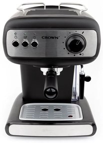 Еспресо машина Crown CEM-1525, 850W, 15 bar, 1.2 л, Подгряване на чаши, Пара, Подвижен резервоар, Крема диск, Черен