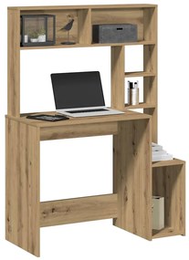 860444 vidaXL Бюро с рафтове, дъб артизан, 100x45x140 см, инженерно дърво
