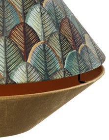 Висящ полилей черен с двойна кадифена абажура с дизайн на листа и бежов цвят - Combi 1