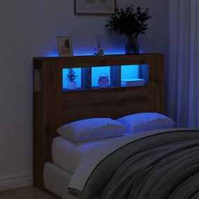 857685 vidaXL LED табла за глава Artisan Инженерна дървесина