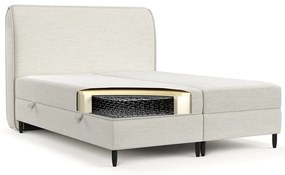 Кремаво боксспринг легло с място за съхранение 200x200 cm Melba – Maison de Rêve