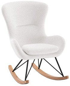 Бял люлеещ се детски стол от плат букле ROCKY – Vipack