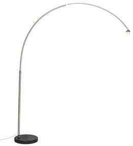 Модерна дъгова лампа стомана с мраморна основа - XXL