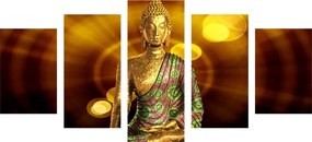 картини от 5 части – Статуя на Буда с абстрактен фон