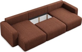 Теракотен сгъваем/с място за съхранение ъглов диван от рипсено кадифе (U форма) Kona – Makamii