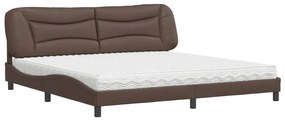 3208747 vidaXL Легло с матрак, кафяво, 200x200 см, изкуствена кожа