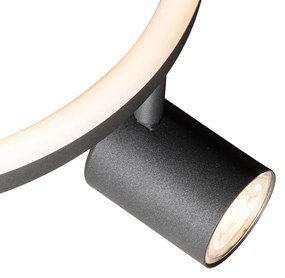 Таванен прожектор черен GU10 50mm 3-светлини кръгъл вкл. подсветка - Back Up