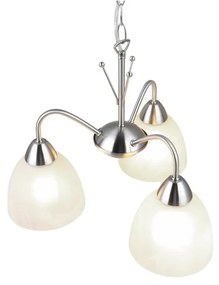 Бяло-сребристо висящо осветително тяло със стъклен абажур ø 43 cm Dobby – Trio