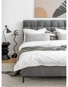 Сиво тапицирано двойно легло с включена подматрачна рамка 140x200 cm Eve – Miuform