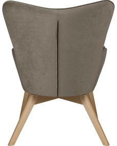 Светлокафяв кадифен фотьойл с табуретка Niko – Ropez