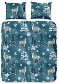 Двойно удължено фланелено спално бельо в петролен цвят 200x220 cm Midnight – Good Morning