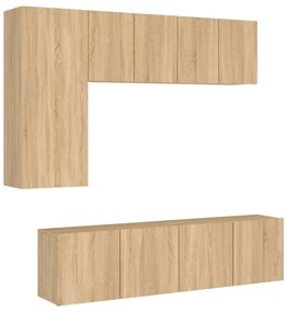 3216466 vidaXL ТВ стенни модули, 5 части, сонома дъб, инженерно дърво