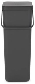 Кош за разделно събиране на боклук Brabantia Sort&Go 1004140, 40 л, Дръжка, Възможност за стенен монтаж, Тъмносив