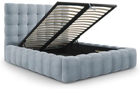 Светлосиньо тапицирано двойно легло с място за съхранение и решетка 140x200 cm Bali - Cosmopolitan Design