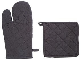 Oven Mitt and Potholder Set Atmosphera Памук Тъмно сив