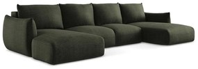 Зелен сгъваем ъглов диван (U форма) Leila – Makamii