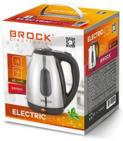 Електрическа кана Brock WK 0601 SS, 1500W, 1.8 л, Неръждаема стомана, Тройна защита, Инокс