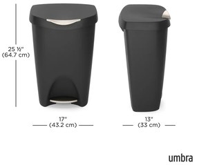 Черно пластмасово кошче за боклук с педал 50 l Brim – Umbra