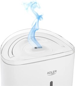 Овлажнител за въздух Adler AD 7971, 30W, До 20м2, 5 литра, 150-300 мл/час, Ултразвук, До 50 часа с едно пълнене, Бял
