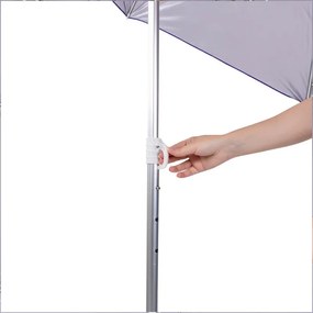 Плажен чадър Muhler YL1039, 200x200 см, UV защита, Стоманена рамка, Регулируем наклон, Лилав