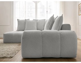 Светлосив шенилов сгъваем/с място за съхранение ъглов диван (ляв ъгъл/L форма) Everest – Bobochic Paris