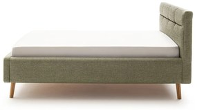 Зелено двойно легло 140x200 cm тапицирано с място за съхранение с включена подматрачна рамка Lotte – Meise Möbel