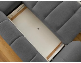 Тъмносив сгъваем/с място за съхранение ъглов диван (десен ъгъл) Fuji – Bobochic Paris