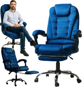 Офис стол BOSS с подложка за крака - син плат