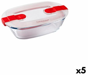 Херметическа Кутия за Обяд Pyrex Cook &amp; Heat Квадратен 400 ml 17 x 10 x 5 cm Прозрачен Cтъкло (5 броя)