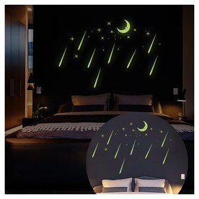 Стикери за стена Светеща в тъмното луна и падащи звезди - Ambiance