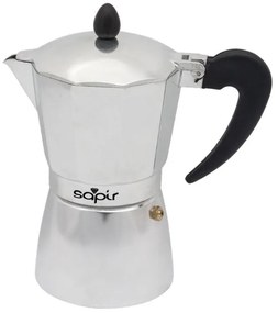 Кубинска кафеварка SAPIR SP 1173 с предпазен клапан, класически дизайн и качество - 9 чаши / Сребрист