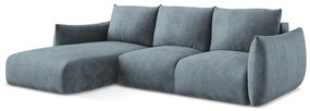 Син шенилов сгъваем ъглов диван (ляв ъгъл) Leila – Makamii