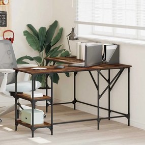 837589 vidaXL Бюро, опушен дъб, 139x139x75 см, инженерно дърво