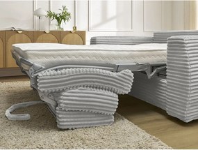 Светлосив диван за ежедневно спане/сгъваем от рипсено кадифе 220 cm Hugo – Bobochic Paris