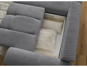 Сив сгъваем/с място за съхранение ъглов диван от прежда с примки от букле (ляв ъгъл) Roxelane – Bobochic Paris