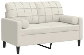 3278217 vidaXL 2-местен диван с декоративни възглавници кремав 120 см кадифе