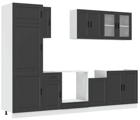 3314812 vidaXL Комплект кухненски шкафове от 8 части "Porto", черно инженерно дърво