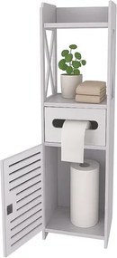 Свободностоящ шкаф за баня, с държач за тоалетна хартия, заключващ, 80x2x2см, компактен и стилен дизайн Ruhhy