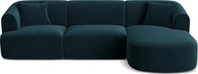 Кадифен ъглов диван в петролен цвят (десен ъгъл) Campi – Cosmopolitan Design